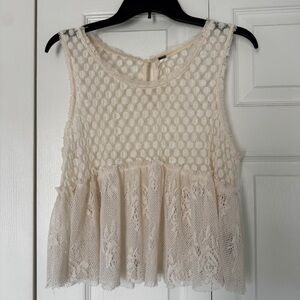 Free People Cream Lace Sleeveless Top